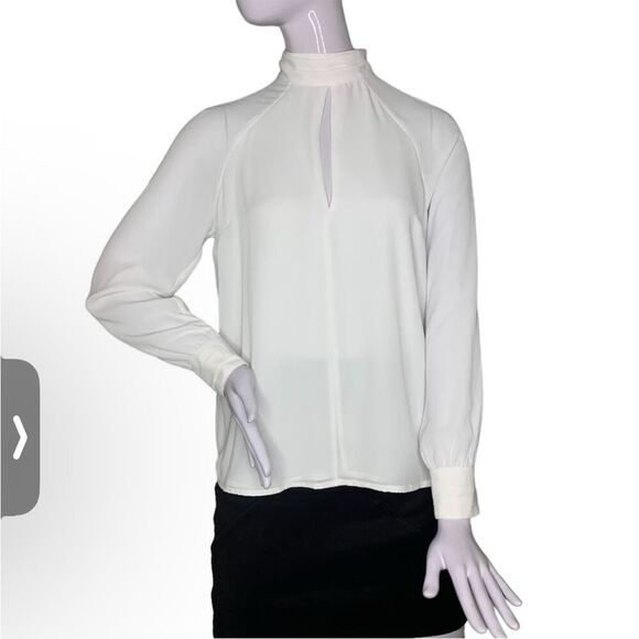 Forever 21 Women's Mock Neck Satin Blouse Keyhole Front & Back Long Sleeve Sz. S - Picture 2 of 12